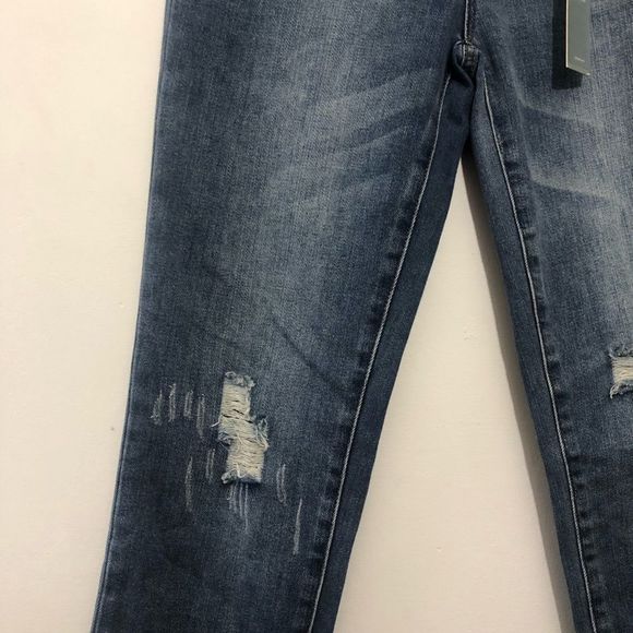 Tractr Jeans Distressed Blue Wash Raw Edge Straight Leg Size 14 - Picture 7 of 13